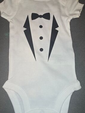 Classic Tuxedo Graphic Baby One-Piece - White